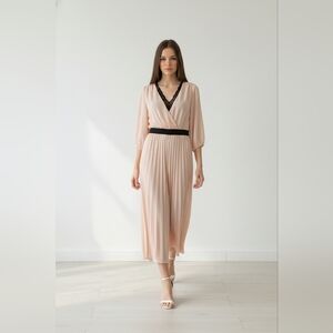 New York & Company Blush and Black Midi Dress